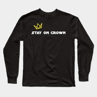 Stay on Crown White Print with Yellow Crown Long Sleeve T-Shirt